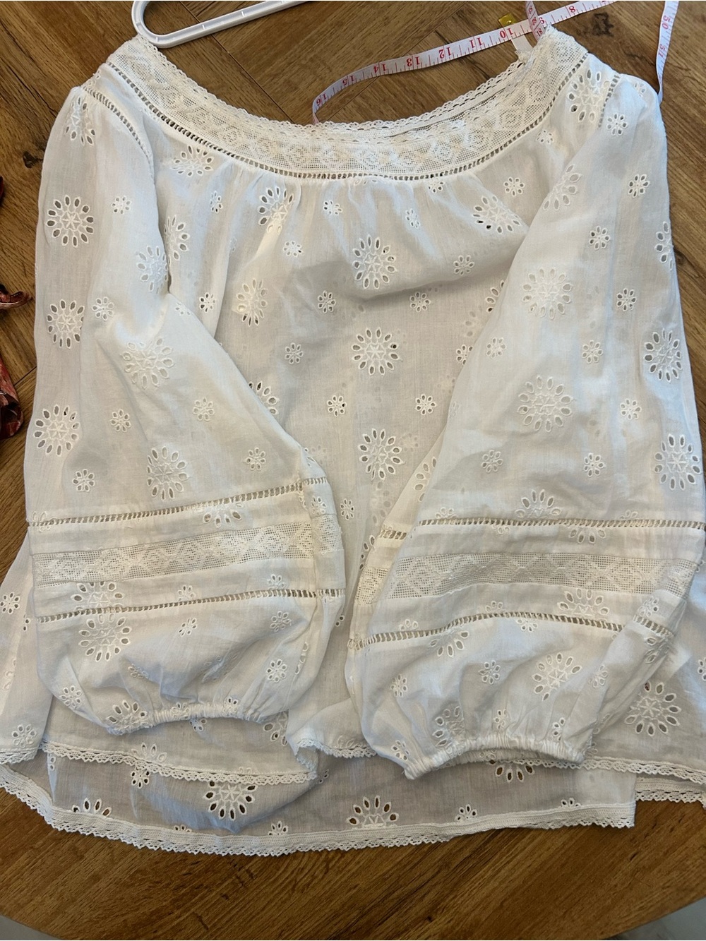Pilcro/ Anthropologie White Eyelet Peasant Blouse - Picture 2 of 6